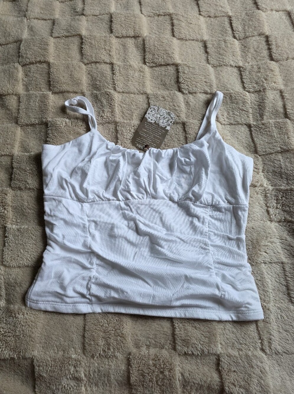 Zenana Outfitters White Ruched Camisole Tank